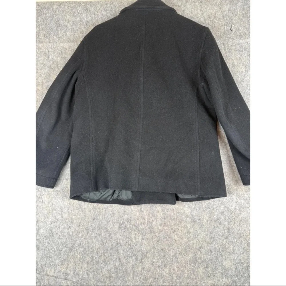 J. Crew Peacoat Women's Medium‎ Black Wool Blend Double-Breasted Button Front - Picture 2 of 6